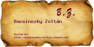 Bacsinszky Zoltán névjegykártya